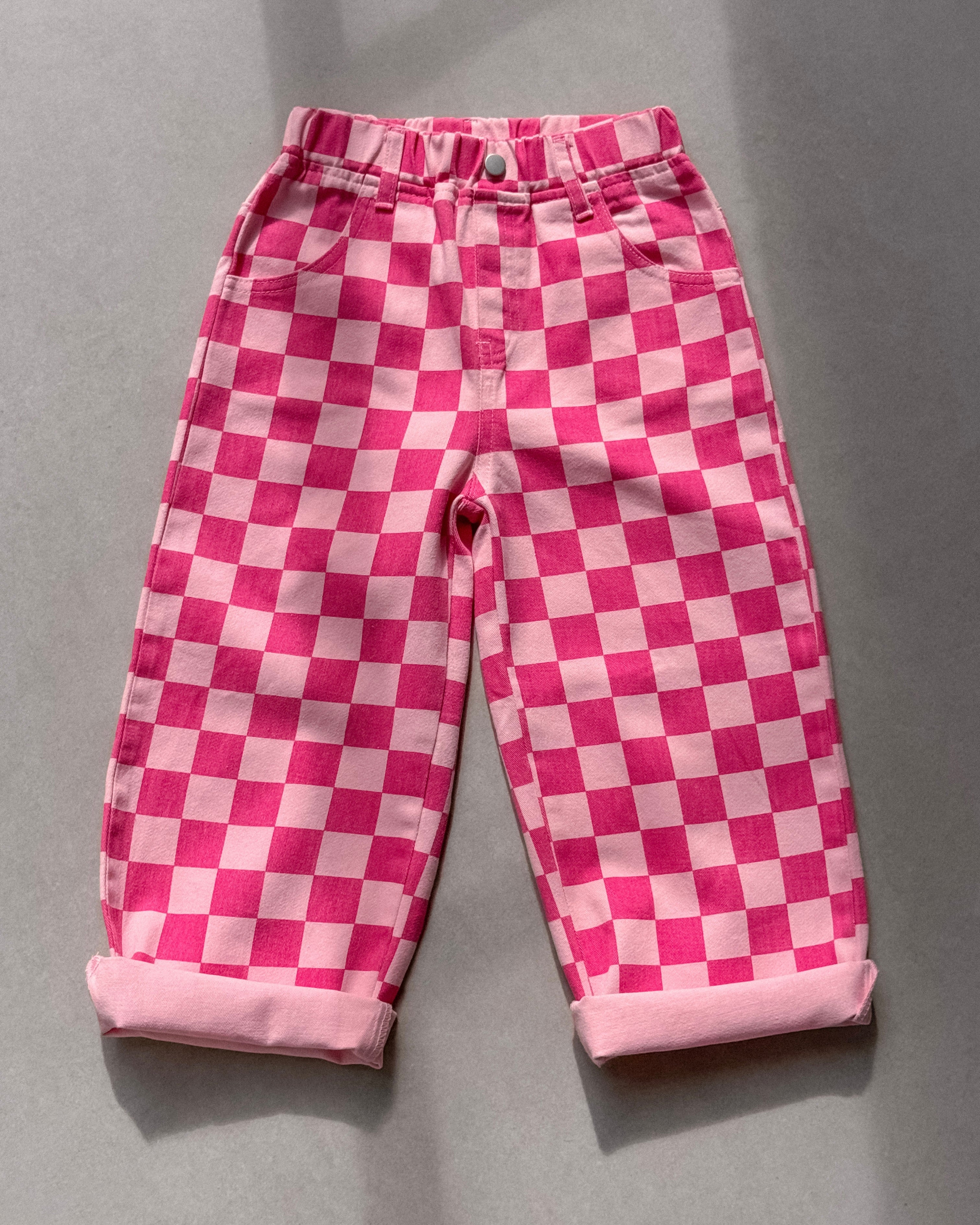 Pantalón Julieta Cuadros Rosa